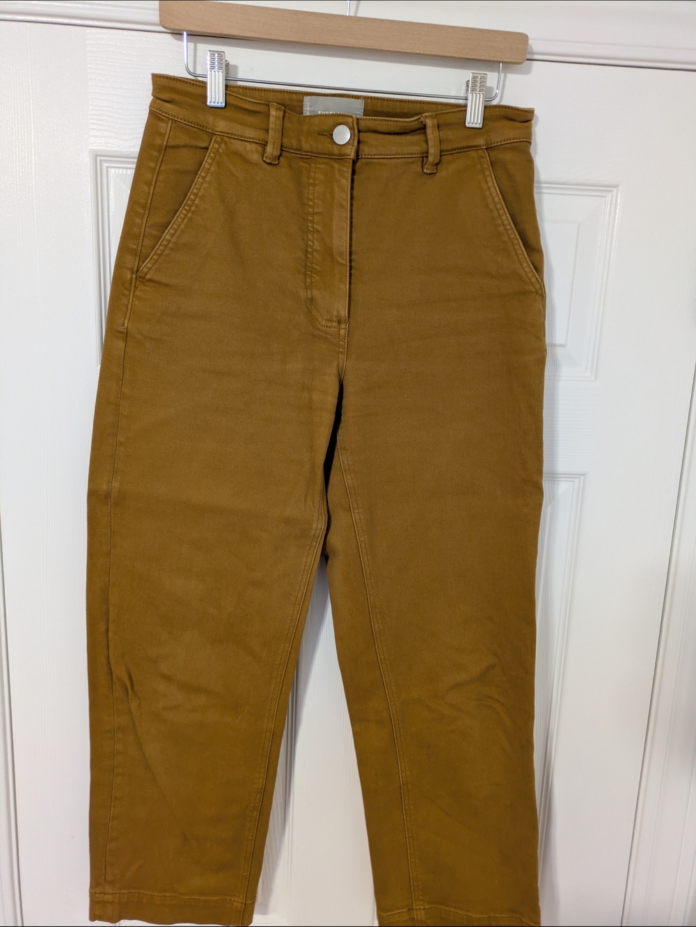 Everlane High-Rise Crop Pants in Mustard